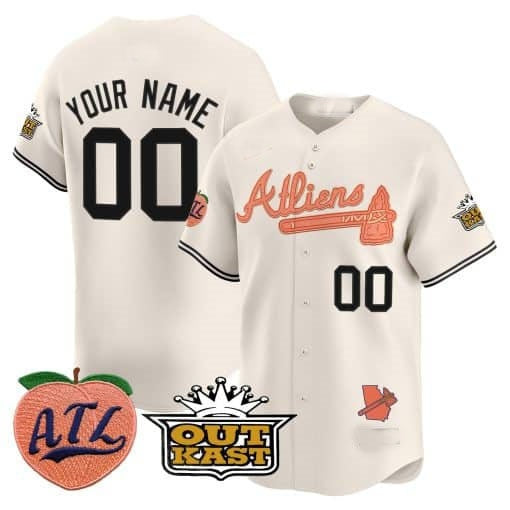 Custom Atlanta Braves Atliens & Peach Vapor Premier Limited Jersey ¨CCream Fotopoulosg