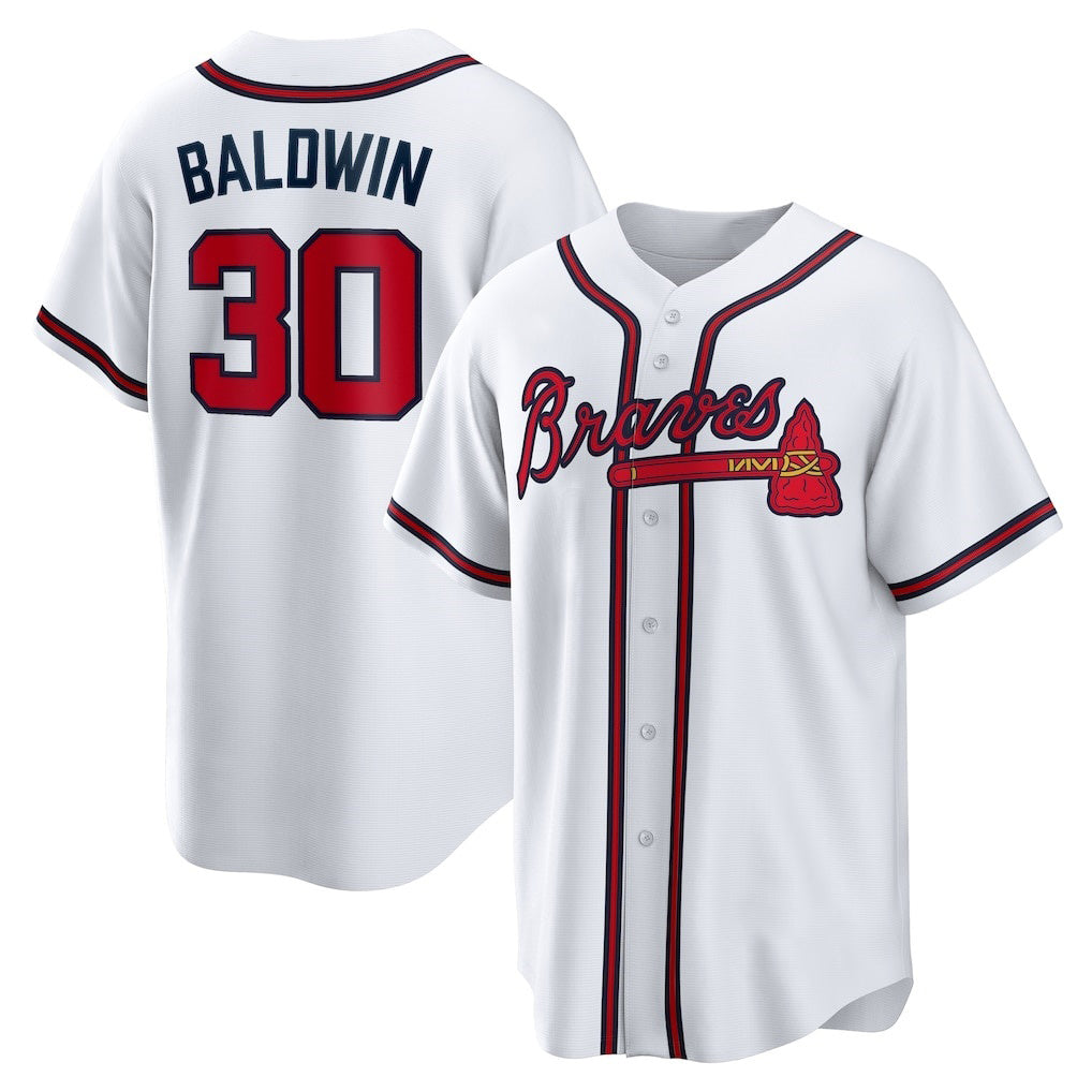 Atlanta Braves #30 Drake Baldwin White Fotopoulosg Home Replica Jersey