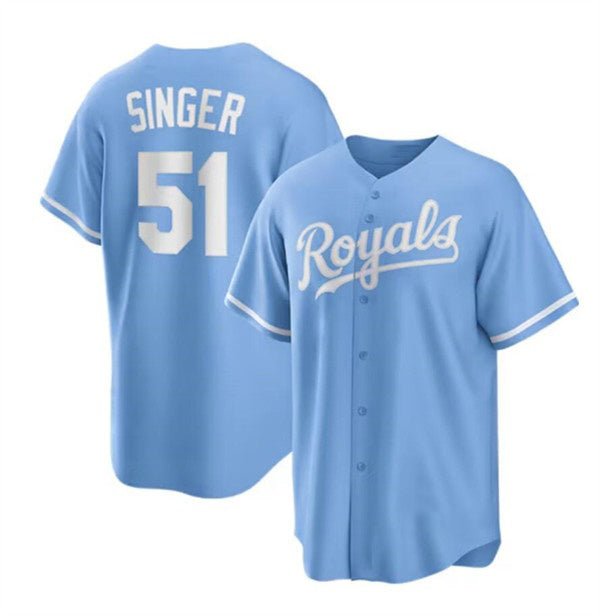 Kansas City Royals #51 Brady Singer Light Blue Fotopoulosg Stitched Jersey