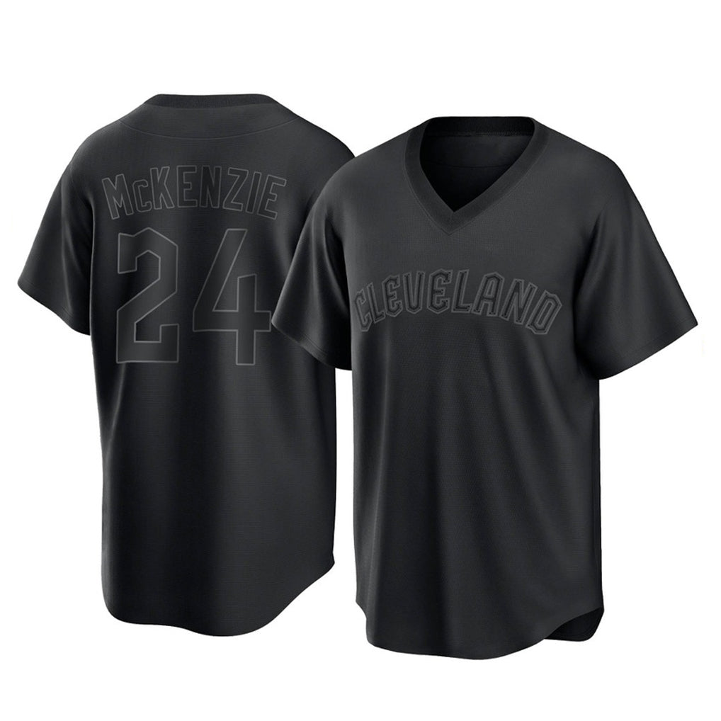 Cleveland Guardians #24 Triston McKenzie Player Black Fotopoulosg T-shirt Home Game Stitched Jerseys
