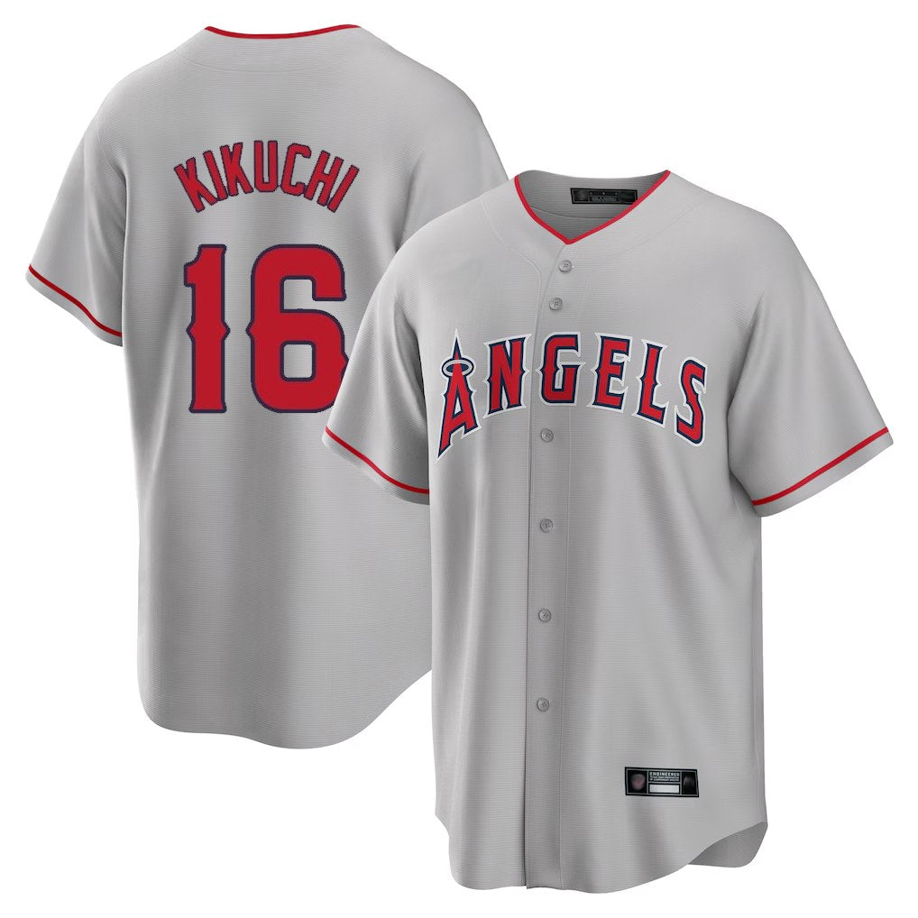 Los Angeles Angels #16 Yusei Kikuchi Player Gray Fotopoulosg Home Game Stitched Jerseys