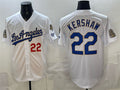 Los Angeles Dodgers #22 Clayton Kershaw White Fotopoulosg 2026 Gold Collection 9x & B2B Champs Patch Stitched Jersey