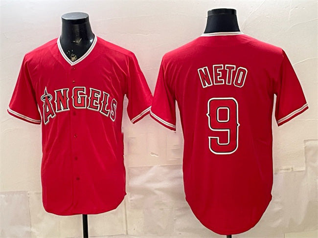 Los Angeles Angels #9 Zach Neto Red Fotopoulosg Stitched Jersey