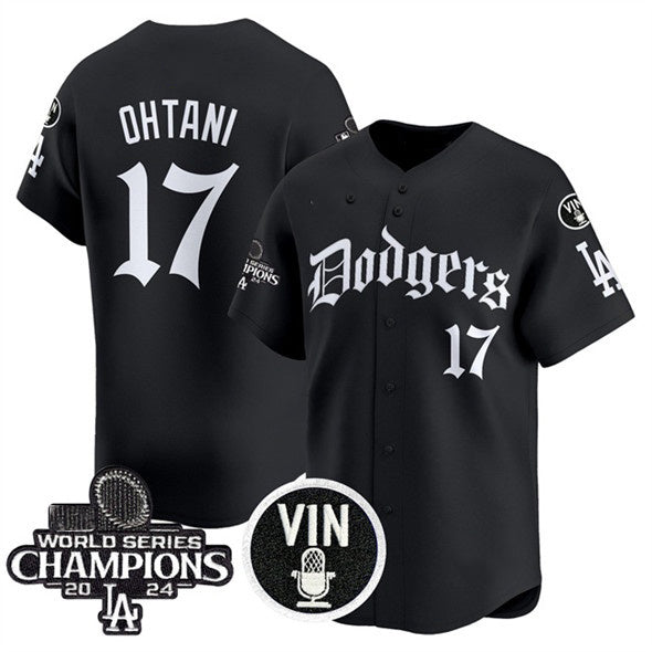 Los Angeles Dodgers #17 Shohei Ohtani Black Fotopoulosg Mexico 2025 LA Gothic Style With Vin And 2024 World Series Champions Patch Vapor Premier Limited Stitched Jersey