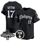 Los Angeles Dodgers #17 Shohei Ohtani Black Fotopoulosg Mexico 2025 LA Gothic Style With Vin And 2024 World Series Champions Patch Vapor Premier Limited Stitched Jersey