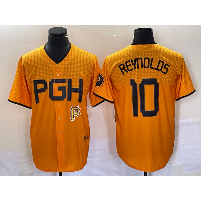 Pittsburgh Pirates #10 Bryan Reynolds Gold Fotopoulosg 2023 City Connect Stitched Jersey 2