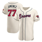 Atlanta Braves #77 Joe Jimenez Player Cream Fotopoulosg Limited Elite Home Game Stitched Jerseys