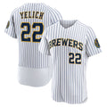 Milwaukee Brewers #22 Christian Yelich White Fotopoulosg Team Alternate Authentic Player Jersey