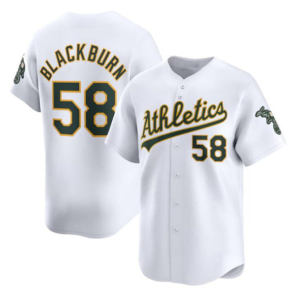 Oakland Athletics #58 Paul Blackburn White Fotopoulosg Home Limited Stitched Jersey
