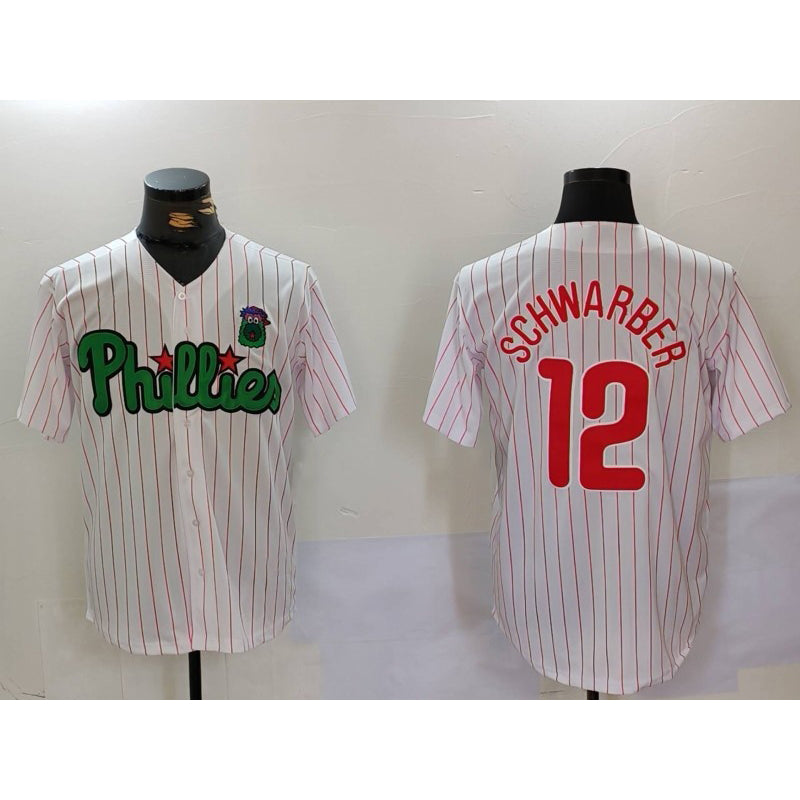 Philadelphia Phillies #12 Kyle Schwarber White Green Fotopoulosg Cool Base Stitched Jersey 2