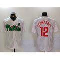 Philadelphia Phillies #12 Kyle Schwarber White Green Fotopoulosg Cool Base Stitched Jersey 2
