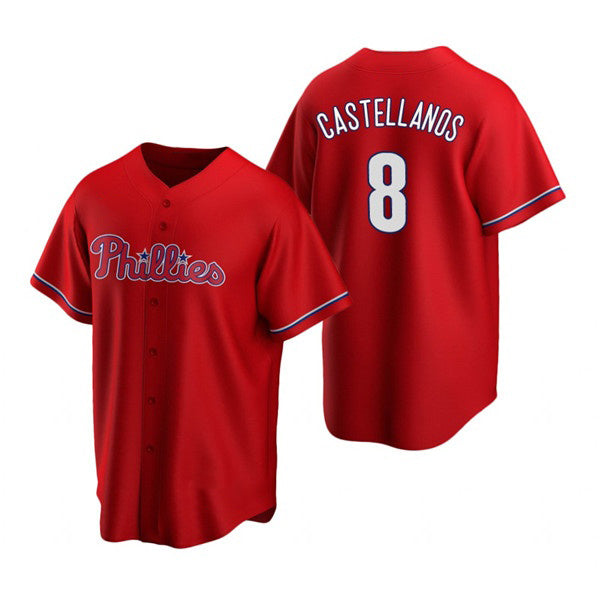 Philadelphia Phillies #8 Nick Castellanos Red Fotopoulosg Cool Base Stitched Jersey