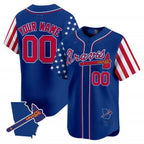 Custom Atlanta Braves 2024 Independence Day Vapor Premier Limited Jersey V2 ¨C Royal Fotopoulosg