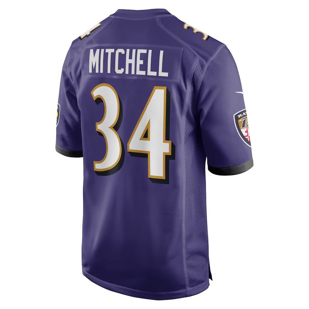 B.Ravens #34 Keaton Mitchell Purple Fotopoulosg Game Jersey