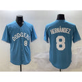Los Angeles Dodgers #8 Enrique Hernandez Light Blue Fotopoulosg Limited Stitched Jersey