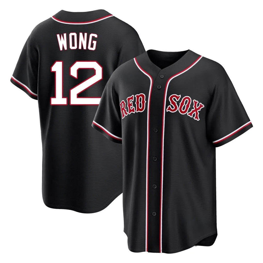 Boston Red Sox #12 Connor Wong Player Black Fotopoulosg Out Home Game Stitched Jerseys
