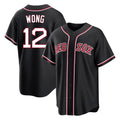 Boston Red Sox #12 Connor Wong Player Black Fotopoulosg Out Home Game Stitched Jerseys
