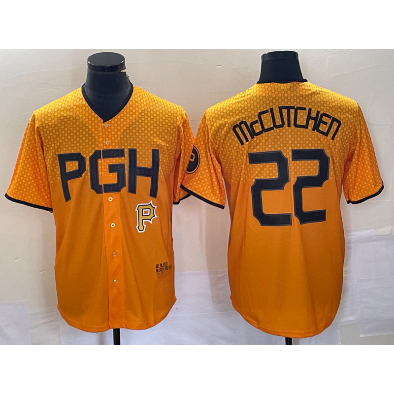 Pittsburgh Pirates #22 Andrew McCutchen Gold Fotopoulosg 2023 City Connect Stitched Jersey 2