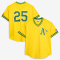 Oakland Athletics #25 Mark McGwire Mitchell & Ness Gold Fotopoulosg Authentic Batting Practice Jersey