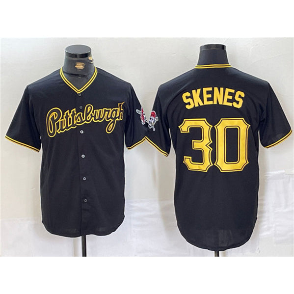 Pittsburgh Pirates #30 Paul Skenes Black Fotopoulosg Stitched Jersey