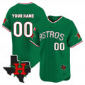 Custom Houston Astros Mexico Texas Patch Vapor Premier Limited Jersey V3 ¨C Green Fotopoulosg
