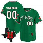 Custom Houston Astros Mexico Texas Patch Vapor Premier Limited Jersey V3 ¨C Green Fotopoulosg