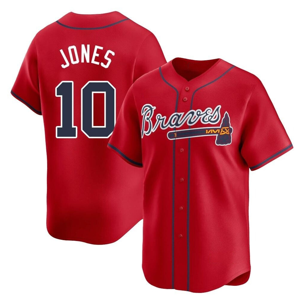 Atlanta Braves #10 Chipper Jones Player Red Fotopoulosg Limited Home Game Stitched Jerseys