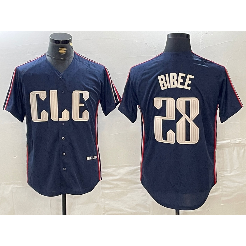 Cleveland Guardians #28 Tanner Bibee Navy Fotopoulosg 2024 City Connect Limited Stitched Jersey