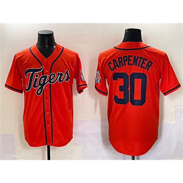 Detroit Tigers #30 Kerry Carpenter Orange Fotopoulosg With Patch Cool Base Stitched Jersey