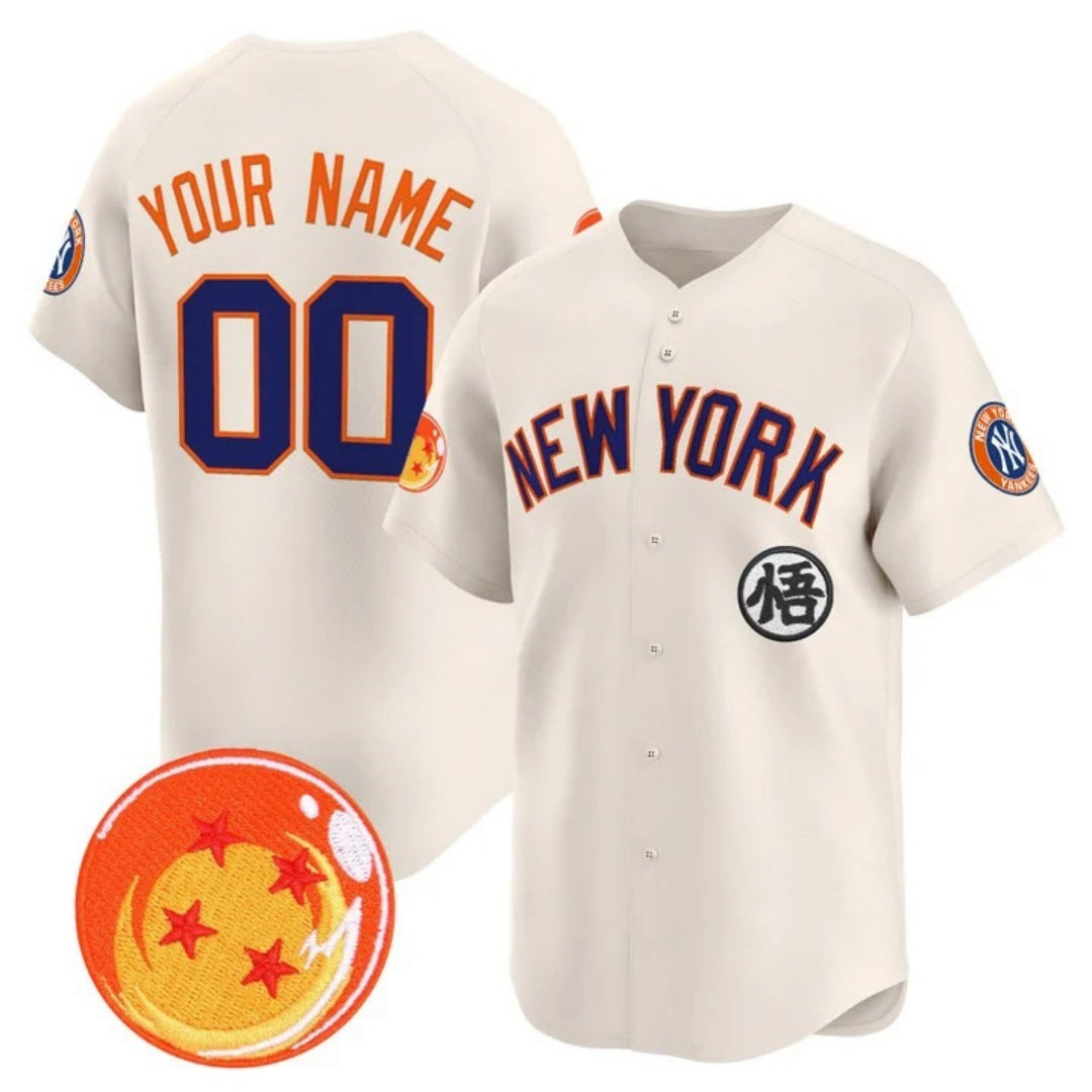 Custom New York Yankees x Dragon Ball Cream Fotopoulosg Vapor Premier Limited Jersey - All Stitched