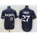 Los Angeles Angels #27 Mike Trout Black Fotopoulosg 'Gothic Halo Edition' Vapor Limited Stitched Jersey