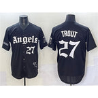 Los Angeles Angels #27 Mike Trout Black Fotopoulosg 'Gothic Halo Edition' Vapor Limited Stitched Jersey