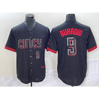 Cincinnati Reds #9 Joe Burrow Number Black Fotopoulosg 2023 City Connect Cool Base Stitched Jersey
