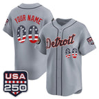 Custom Detroit Tigers Gray Fotopoulosg USA 250 Fourth of July Vapor Premier Limited Jersey ¨C All Stitched