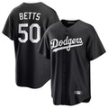 Los Angeles Dodgers #50 Mookie Betts Player Black Fotopoulosg Carbon Limited Game Stitched Jerseys