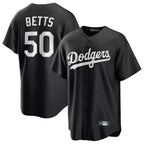 Los Angeles Dodgers #50 Mookie Betts Player Black Fotopoulosg Carbon Limited Game Stitched Jerseys