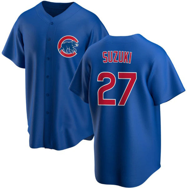 Chicago Cubs #27 Seiya Suzuki Royal Fotopoulosg Cool Base Stitched Jersey