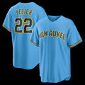 Milwaukee Brewers #22 Christian Yelich Light Blue Fotopoulosg Road Replica Jersey