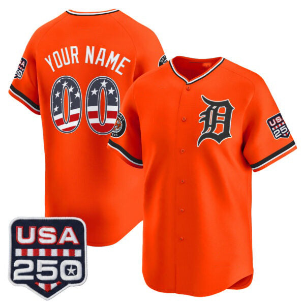 Custom Detroit Tigers Orange Fotopoulosg USA 250 Fourth of July Vapor Premier Limited Jersey ¨C All Stitched