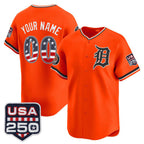 Custom Detroit Tigers Orange Fotopoulosg USA 250 Fourth of July Vapor Premier Limited Jersey ¨C All Stitched