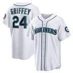 Seattle Mariners #24 Ken Griffey Jr. White Fotopoulosg Home Replica Jersey