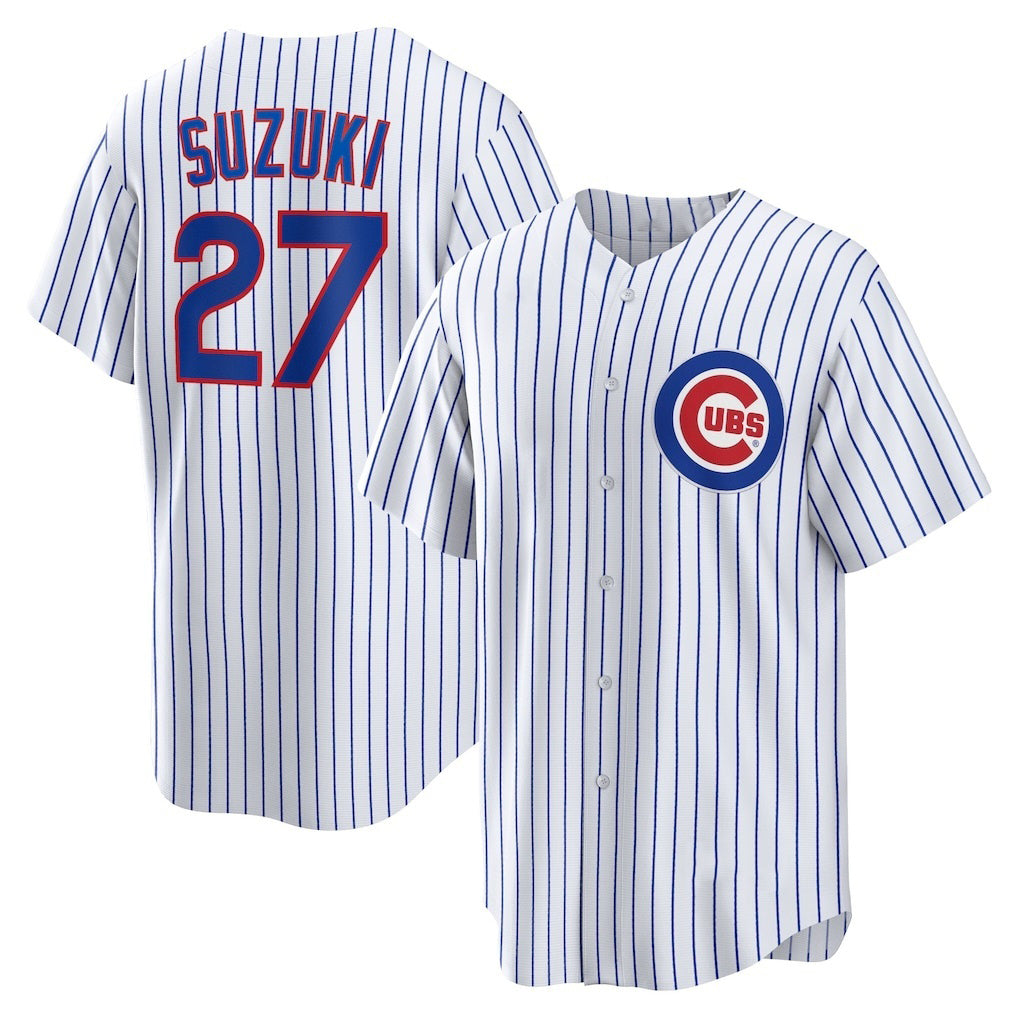 Chicago Cubs #27 Seiya Suzuki White Fotopoulosg Home Replica Jersey