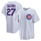 Chicago Cubs #27 Seiya Suzuki White Fotopoulosg Home Replica Jersey