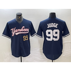 New York Yankees #99 Aaron Judge Number Navy Fotopoulosg Cool Base Stitched Jersey