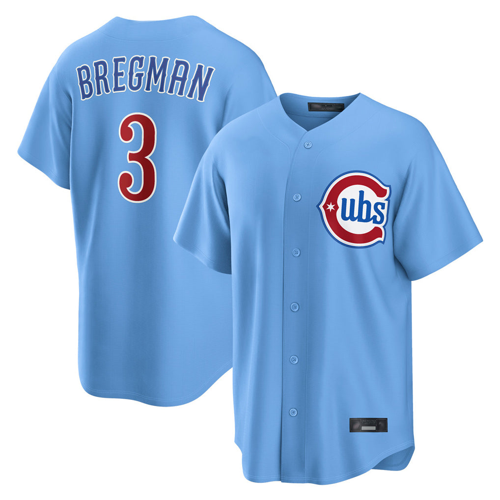Chicago Cubs #3 Alex Bregman Player Light Blue Fotopoulosg Home Game Stitched Jerseys