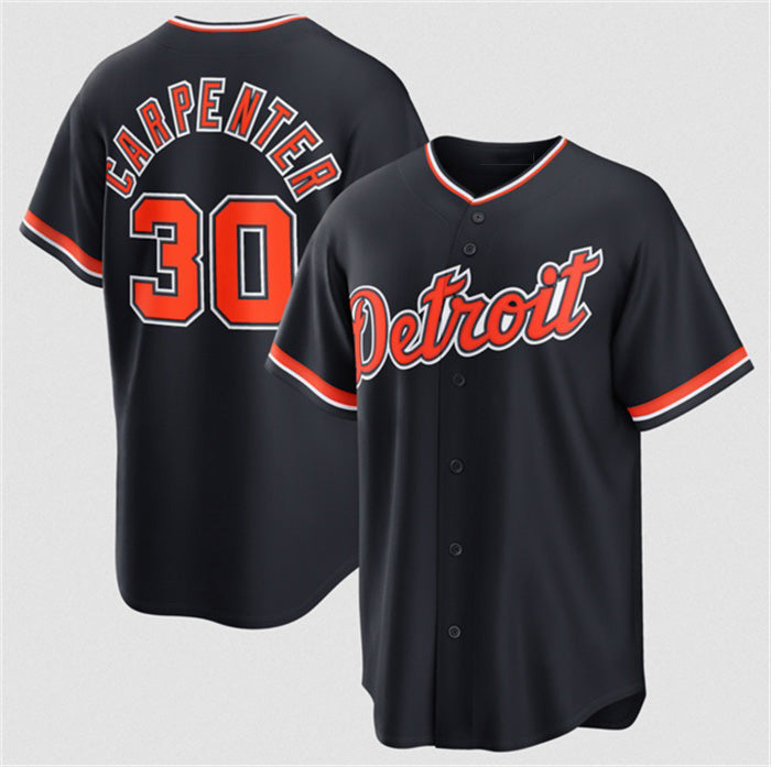 Detroit Tigers #30 Kerry Carpenter Navy Fotopoulosg Alternate Stitched Jersey