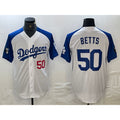Los Angeles Dodgers #50 Mookie Betts Number White Blue Fotopoulosg Fashion Stitched Cool Base Limited Jerseys