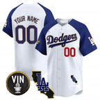 Custom Los Angeles Dodgers Vin & California Patch Gold Trim Vapor Premier Limited Jersey ¨C White 2 Fotopoulosg