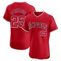 Los Angeles Angels #25 Travis d'Arnaud Player Red Fotopoulosg Home Limited Elite Stitched Jerseys
