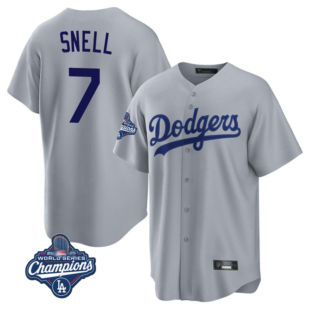Los Angeles Dodgers #7 Blake Snell Player Gray Fotopoulosg Game World Series Meet Stitched Jerseys